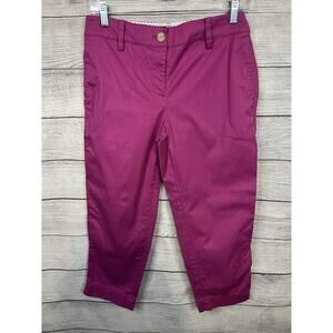 Talbots Perfect Crop Pants Women’s 2P Petite Hot Pink Capris Stretch Cotton